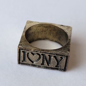 I Love NY Square Ring Chunky Heart New York Size 8 ¼
